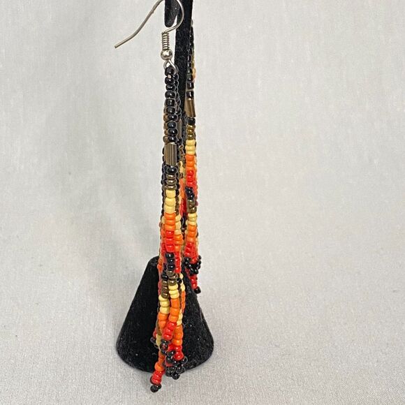 Unsigned Papparazi Colors Of The Wind Earrings Colorful Seed Bead Dangle Drop - Picture 3 of 7